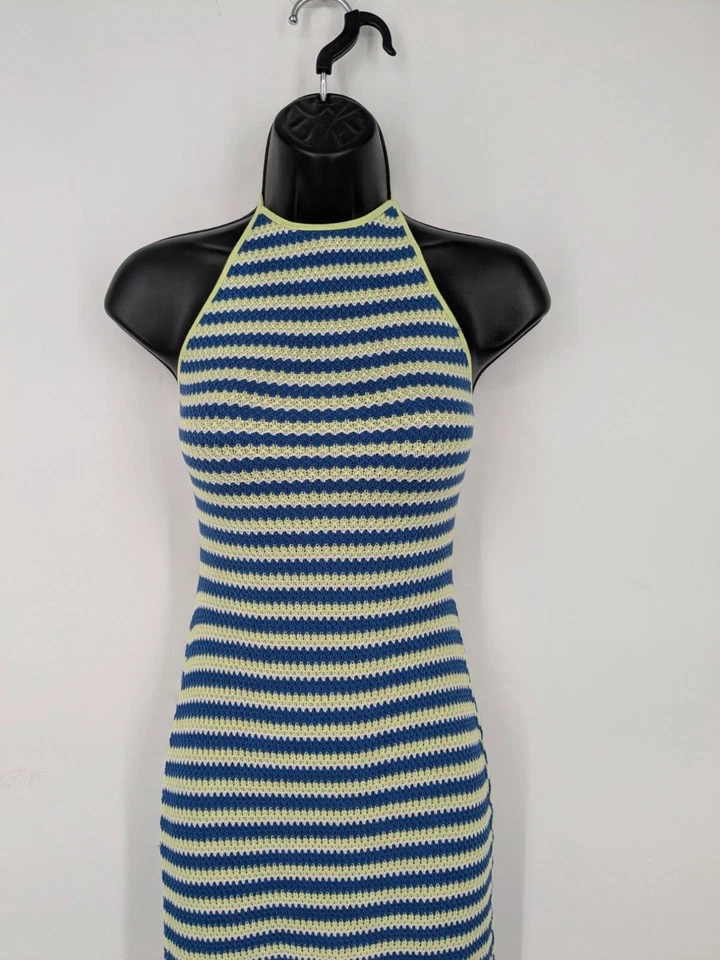 Maxi Vestido Halter Doble Cero Crochet Mujer Talla S Espalda Abierta Tejido Festival Boho Foto 3 de 4