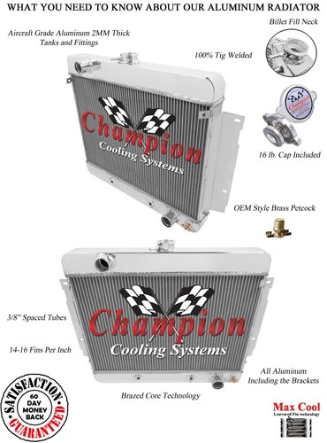 1969-1970 Chevy Impala Aluminum 4 Row CHAMPION WR Radiator - Picture 3 of 7