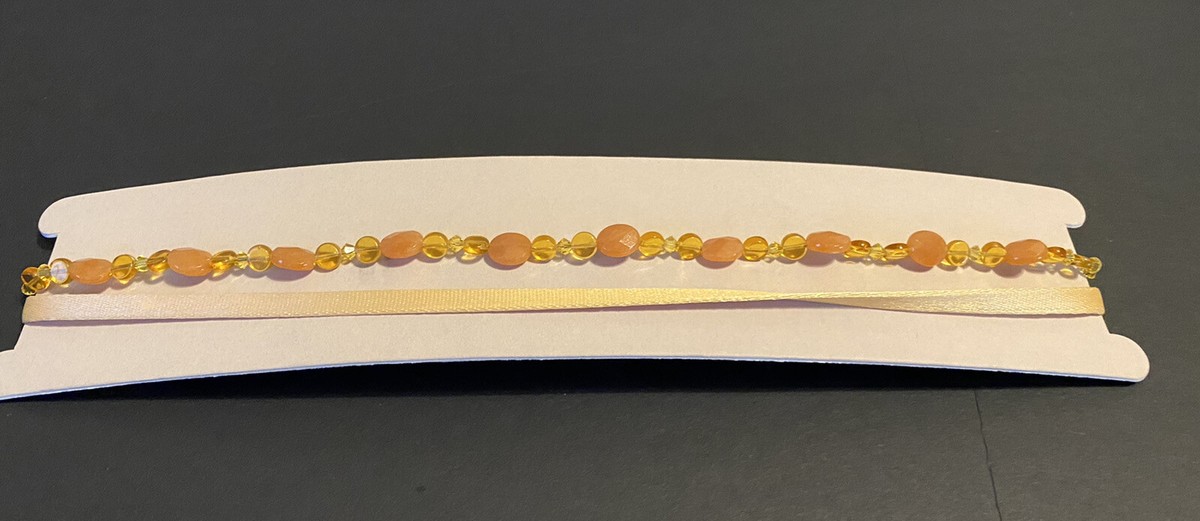 Colette Malouf Yellow-Orange Hair Headband with Semi  display picture 1