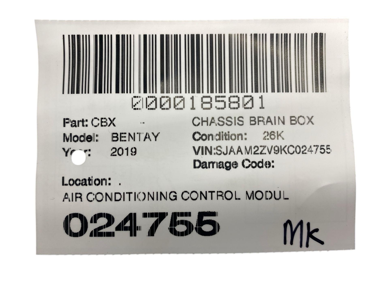 2016-2020 BENTLEY BENTAYGA OEM AIR CONDITIONING CONTROL MODULE UNIT 36A907040C