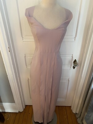 TOPSHOP PALE PINK LONG EVENING GOWN-LOW CUT TOP WITH RIBBON AT  BACK-NWOT-SIZE2! | eBay