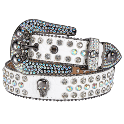 Skull Western Crystal Studded Belt Cowgirl Cowboy Rhinestone  display picture 2