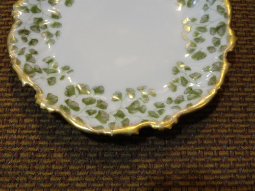 T&V France OVINGTON BROS 6" COLLECTIBLE Dish Dessert Plate Green Gold BILBOA #2 - Picture 8 of 11