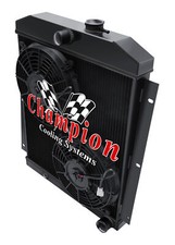 Atom Champion 3 Row Black Finish Radiator12 Fans For 1947-1954 Chevrolet Truck