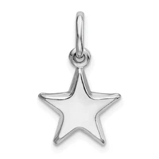 Sterling Silver 925 Polished Star Charm Pendant 0.87 Inch