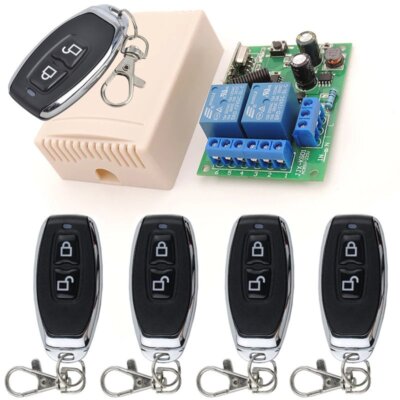 220V 2CH 433Mhz Funk Empfänger Relais Schalter Garagentor mit 5X Fernbedienung