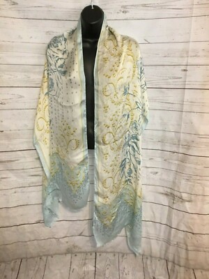 Blumarine Accessories Women s Scarf Floral White / Blue Size 78 x19 