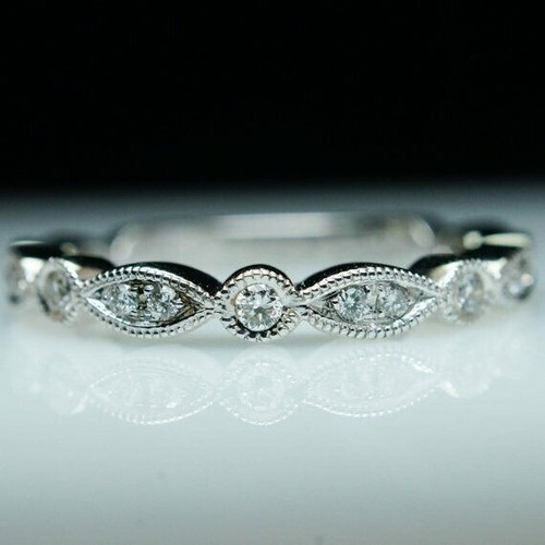0.90 CT Round Cut Simulated Diamond Women's Eternity Ring 14K White Gold Plated