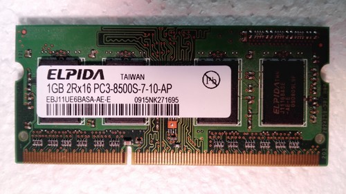 ELPIDA 1GB SO-DIMM DDR3 1066MHz, PC3-8500S, RAM 204-PIN, Memory Modul