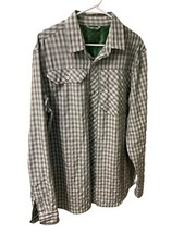 eddie bauer travex button down shirt mens size tall large Green Plaid  