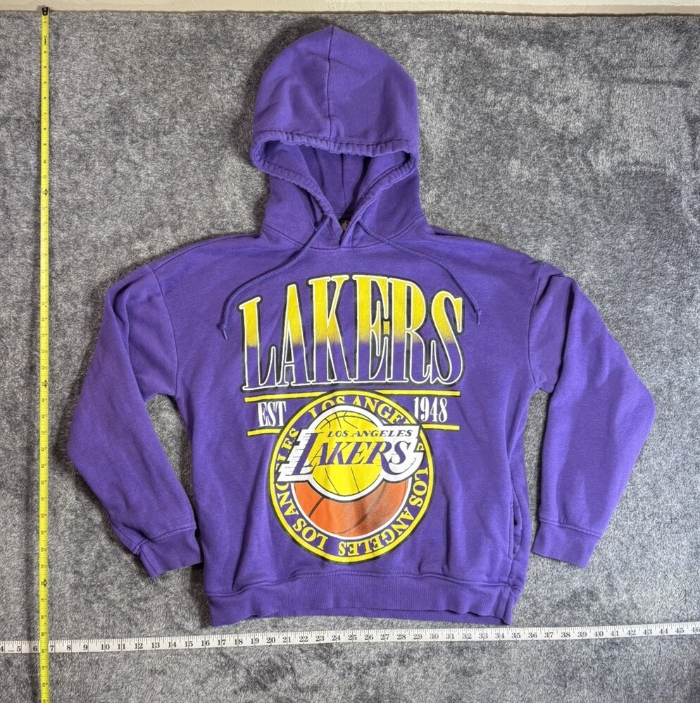 Vintage Y2K Purple Los Angeles Lakers NBA Men's Sweatshirt Hoodie W Pockets (M)