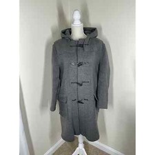 Womens Gloverall Gray Wool Toggle Hooded Duffle Coat Size Large Eur 40 Fr 42
