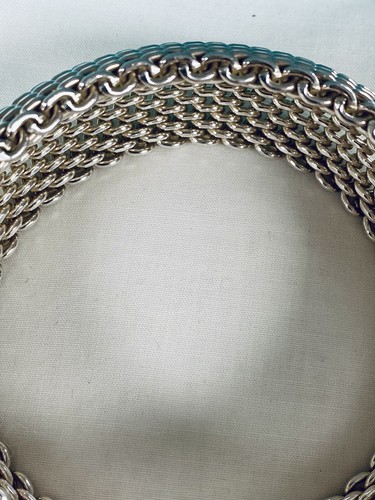Tiffany & Company Silver Somerset Mesh Bangle Bracelet- Large Size - Picture 5 of 12