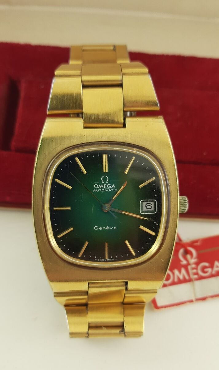 OMEGA GENEVE AUTO SWISS MADE DATE RARE DIAL VINTAGE GOLD OMEGA GENEVE AUTO SWISS MADE DATE RARE DIAL VINTAGE GOLD
