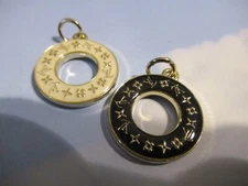 LV VUITTONS 2 ZIP PULL Charm 28x25MM , BLACK, OFF WHITE GOLD tone, THIS IS FOR 2