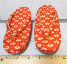 vintage NEW Japan Japanese Kimono Sandals with Bells in Heels, Colorful Floral