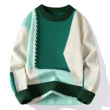Men's Round Neck Sweater Casual Knitted Pullover Warm Sweaters