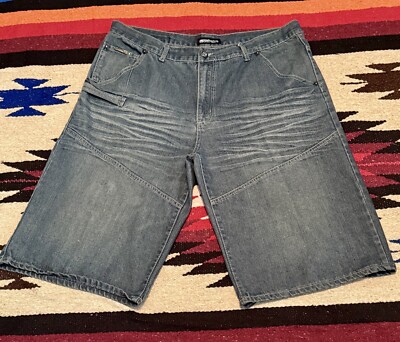 VTG Ecko Unltd  Y2k Super Baggie Blue SkateCore Jean Shorts Mens 38x14