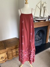 Zara Limited Edition Terracotta Red Embroidered Midi Dress S UK8 Bnwt
