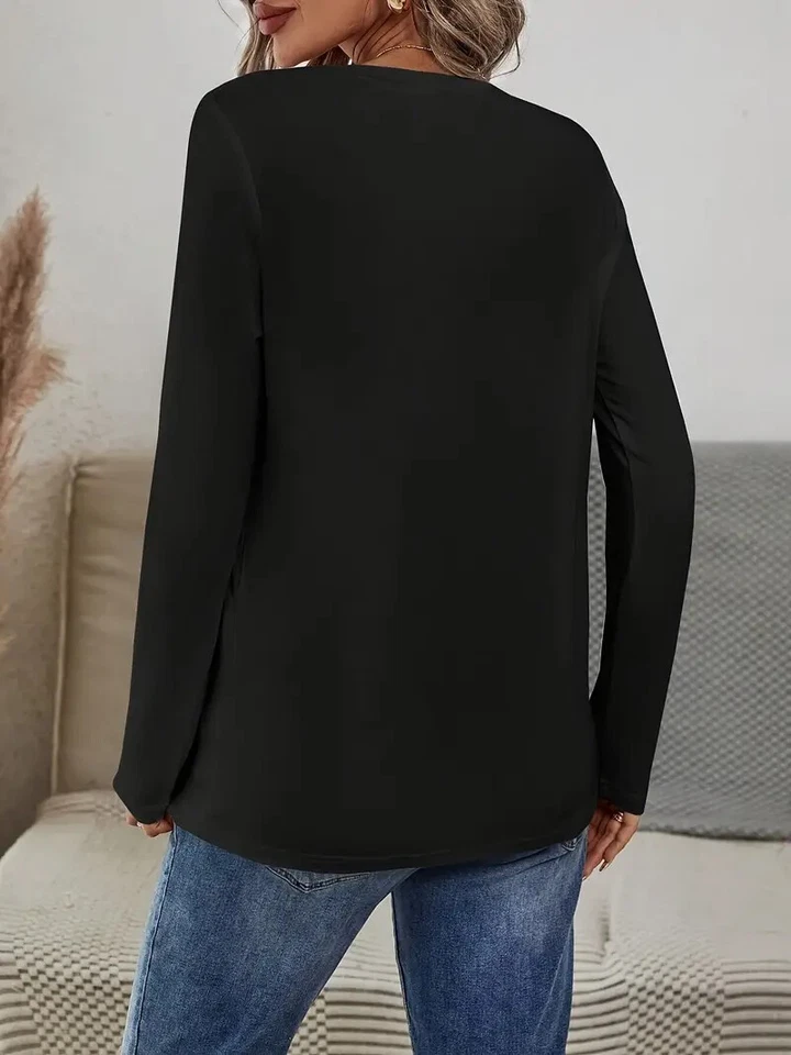 Camiseta de algodón de manga larga para mujer con estampado de gato de anime | 100 % algodón informal Foto 3 de 4