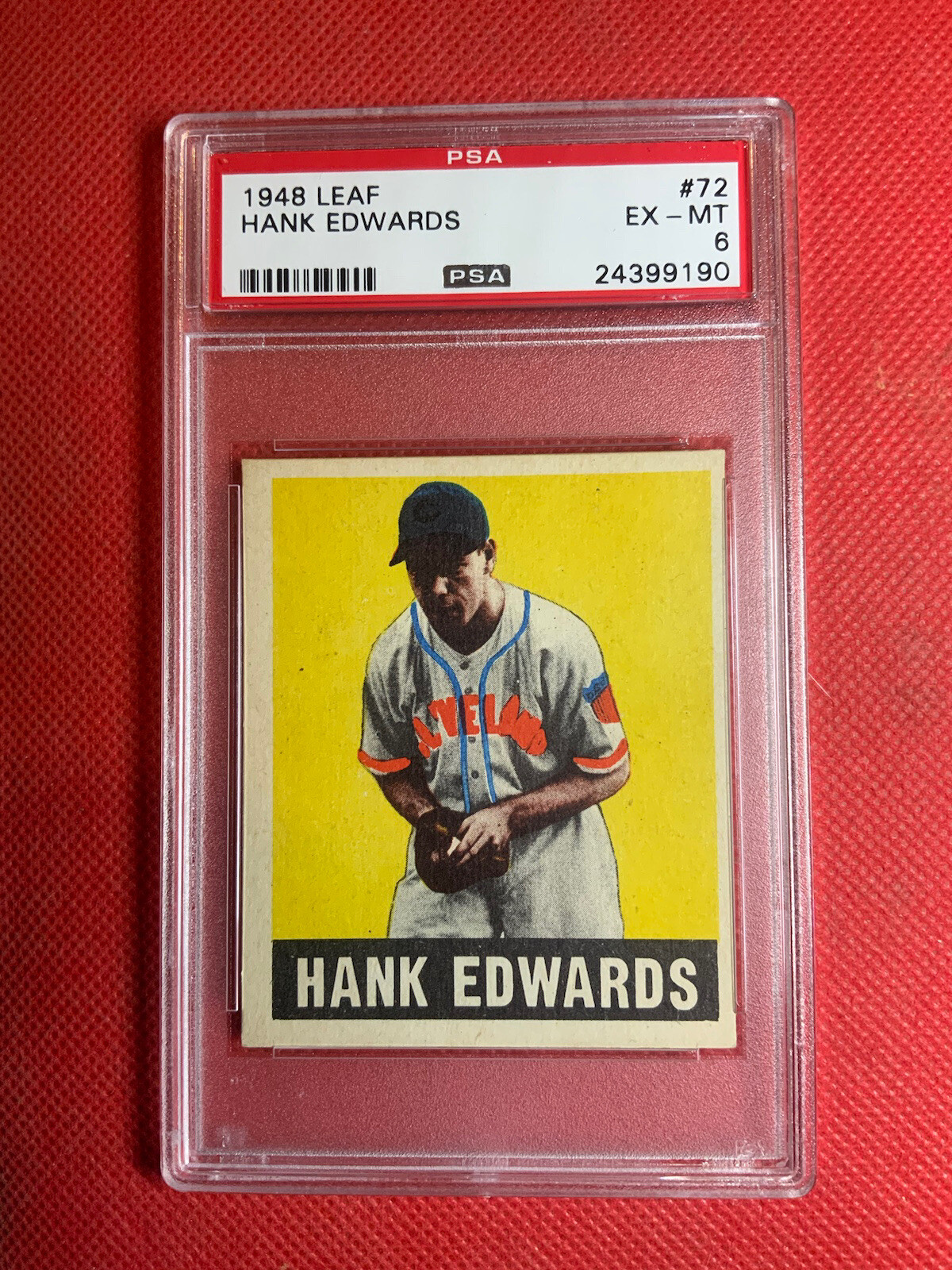 1948 Leaf #72 Hank Edwards Indians Ex-Mt PSA 6