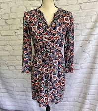 LOFT Ann Taylor Women's Multi-colored Floral Shift Dress 3/4 Sleeve Size XS