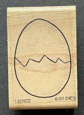 Cracked Egg Easter Spring Season Holiday Sign Symbol DRS Wood Rubber Stamp