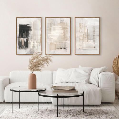 HPINUB Modern Abstract Canvas Wall 16"x24"x3 Abstract Black and White