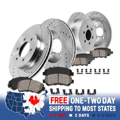 Rear Brake Calipers Rotors /& Ceramic Pads For 6 LUG FORD F150 LINCOLN MARK LT