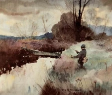 Roy Martell Mason - BACK CAST - Trout Fly Fishing Print 13x19" Excellent