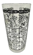 Vintage Federal Glass Cocktail Shaker Mixed Drink Bartender Recipes Barware 6”