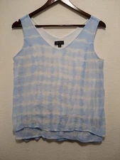 AB Studio ~ Chiffon Tank Top Women Size XL Light Blue Sky Or Tye Dye Flowy Lined