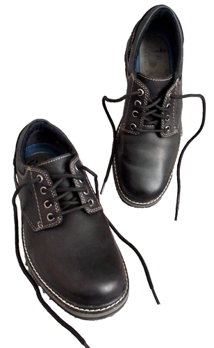 CLARKS MALVERN WAY CUSHION PLUS BLACK LEATHER SHOES UK 7 G EU 41 - Picture 2 of 16