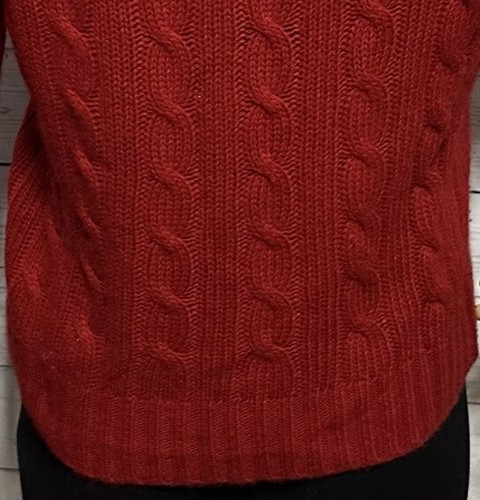 J. Crew Turtleneck Sweater Small Red Cable Knit Wool Blend Classic Winter Style - Picture 11 of 13
