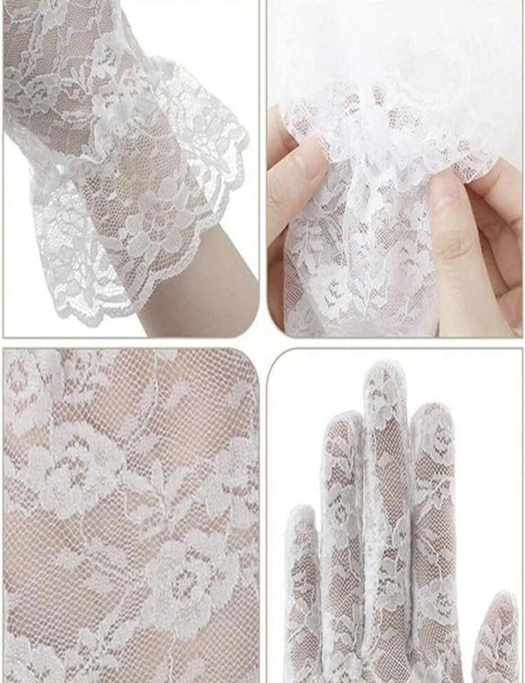 女士新娘婚礼派对舞会歌剧晚间花边手套 — 第 2/4 张图片
