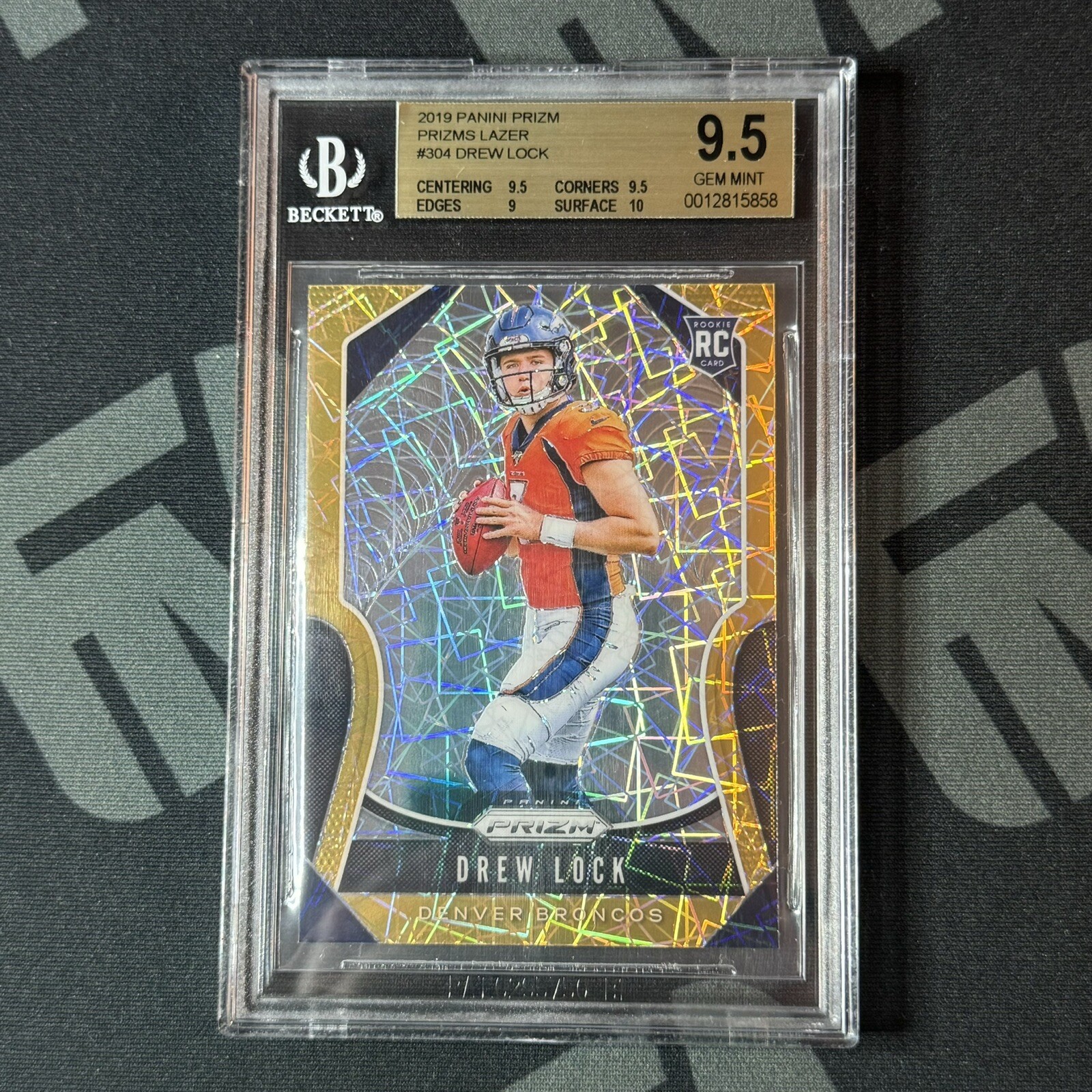 2019 Panini Prizm Drew Lock Gold Lazer Prizm Rookie BGS 9.5