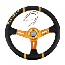 350mm Deep Dish 6 Bolt Aluminum JDM Sport Racing Drifting Steering Wheel