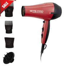 Hair Blower Blow Dryer with 4 Comb Attachments Red for Styling Straighten Drying