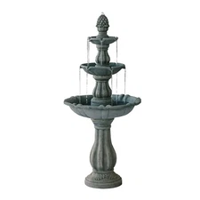 3-Tier Water Fountain w/Pump, 51 Inch Tall, Grey CA-FT973615GR-1