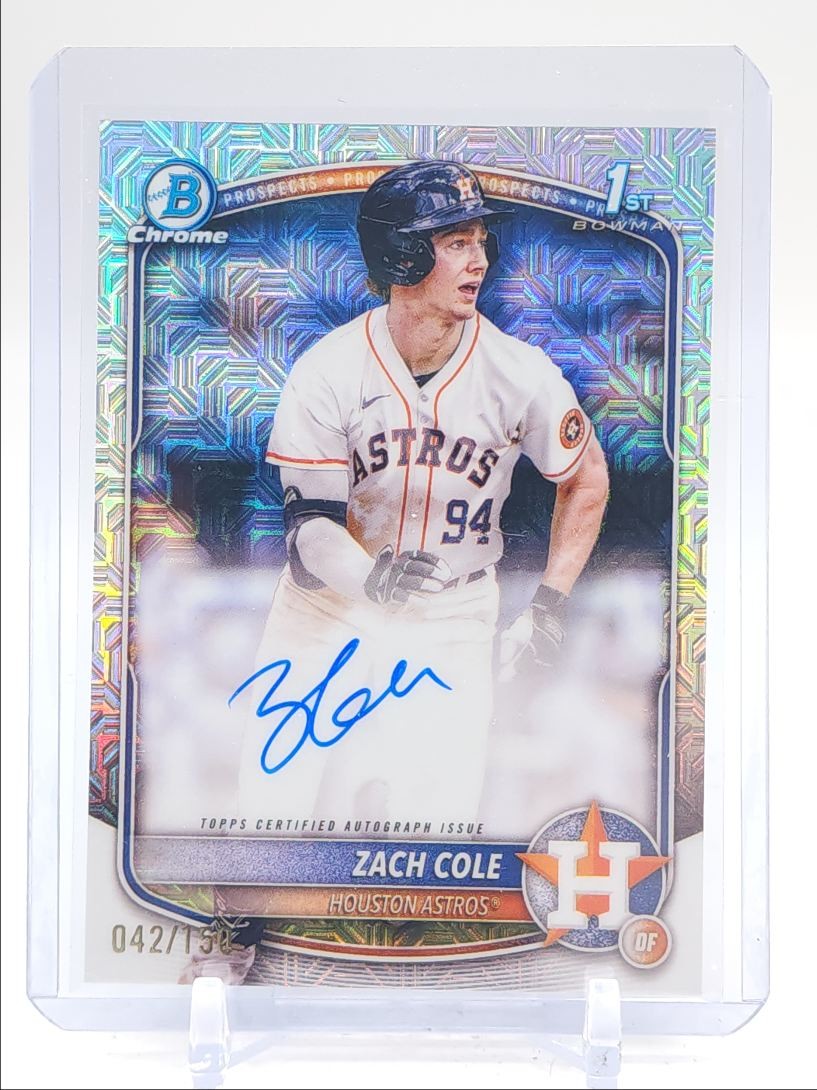 ZACH COLE 2025 BOWMAN CHROME 1ST HTA CHOICE REFRACTOR AUTO /150 Q4920