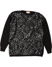 BLOOMINGDALE'S Womens Crew Neck Jumper Sweater UK 10 Small Black YL09