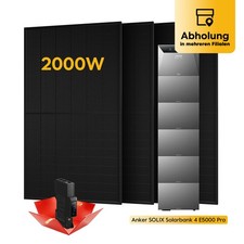 2000Watt Balkonkraftwerk mit Speicher 5 kWh Anker Solix Solarbank 4 E5000 Pro