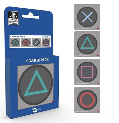 Offizielles PlayStation Knopf Untersetzer Set (X Dreieck Kreis Quadrat) Sony NEU