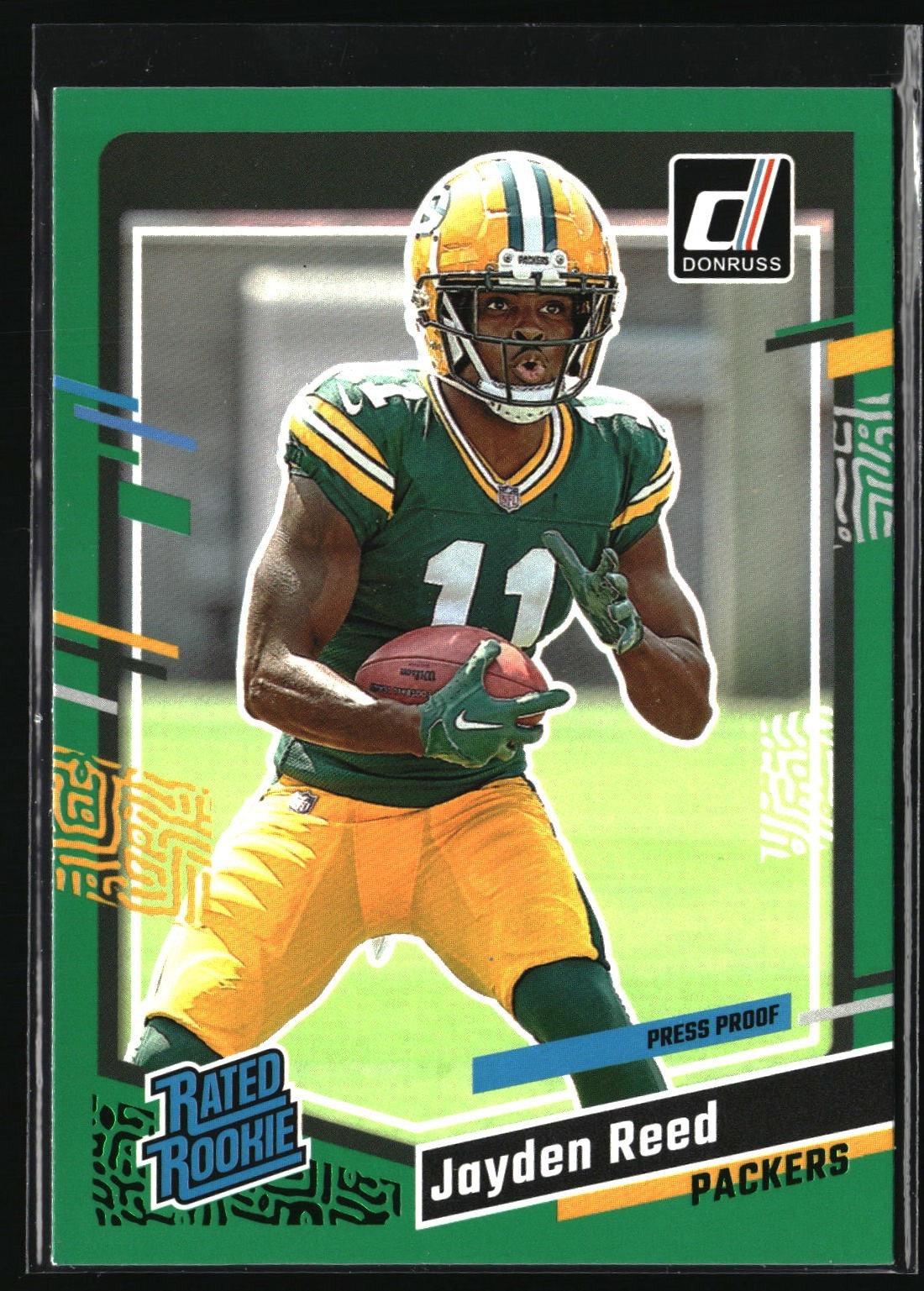 2023 Panini Donruss - Rated Rookie Jayden Reed #334 Press Proof Green (RC)