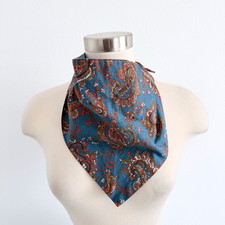 Vintage Floral Blue Paisley Flowers Head Scarf Bandana
