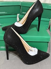 Lauren Lorraine Dori Rhinestone Stilettos Pointed Toe Black Women's 8 NEW Box