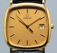 Vintage OMEGA De Ville 196.0317.1 Cal.1430 Quartz Men's Watch 30mm Gold Dial