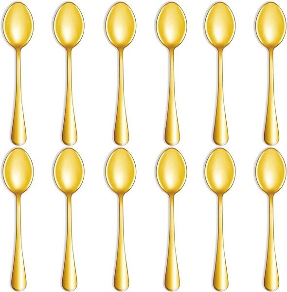 "8\"(20.3Cm) 12 StüCk Gold SuppentassenlöFfel EsslöFfel Edelstahl SuppenlöFfel Kaf"-image
