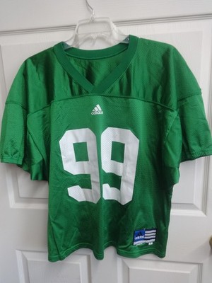 Vtg Old School Adidas Green # 99 Game Used High School  Football Jersey Men 2XL