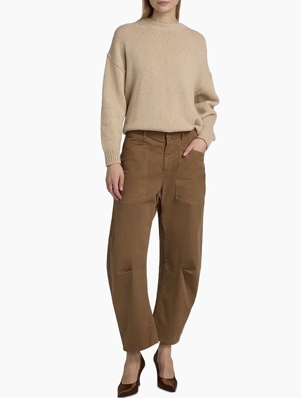 Nili Lotan Shon Pant $375 Coffee Brown Barrel Leg Cropped Nwt 8
